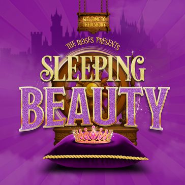 Sleeping Beauty' purple header with a crown on a cushion and castle silhouettes.