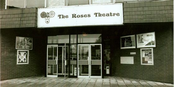 A sepia photo dating from the late 1970s of the entrance to The Roses Theatre