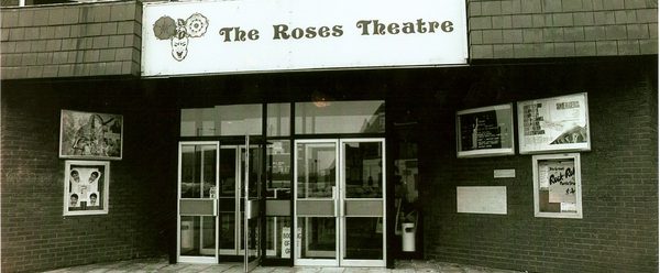A sepia photo dating from the late 1970s of the entrance to The Roses Theatre