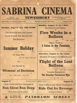 An old sepia cinema flyer showing the schedule of upcoming films