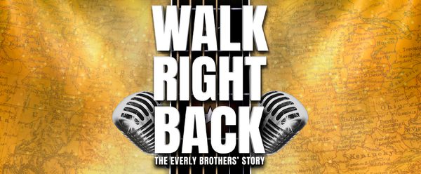 Top of a guitar as a background with title text above and 2 microphones sticking out.