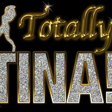 Totally Tina text with glitter silhouette.