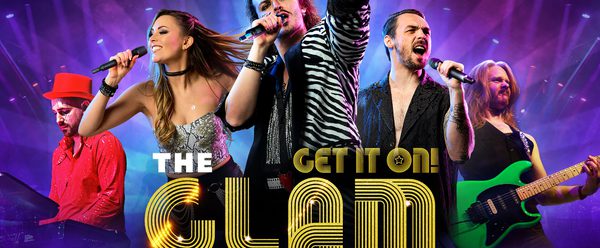 Band singing against a purple sparkly background above the show's title and description.