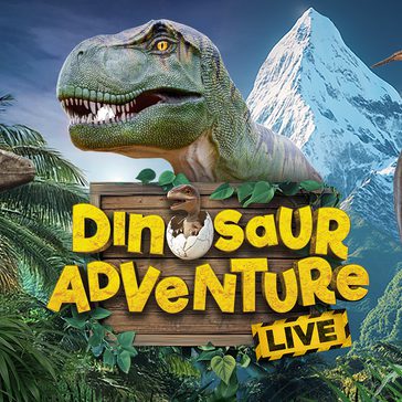 Dinosaurs in a jungle.