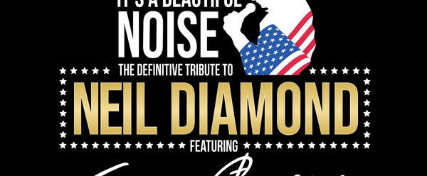 It's a Beautiful Noise' musical poster with Fisher Stevens and a white singer silhouette over an American flag.