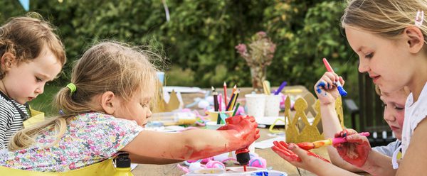 Children playing with arts and crafts.